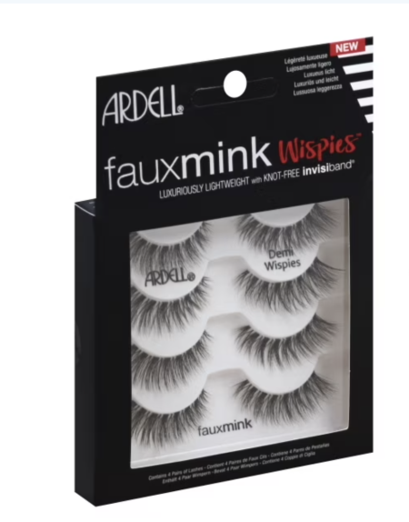 Ardell Professional Fake Lashes Faux Mink Wispies, Black, 4 Pairs